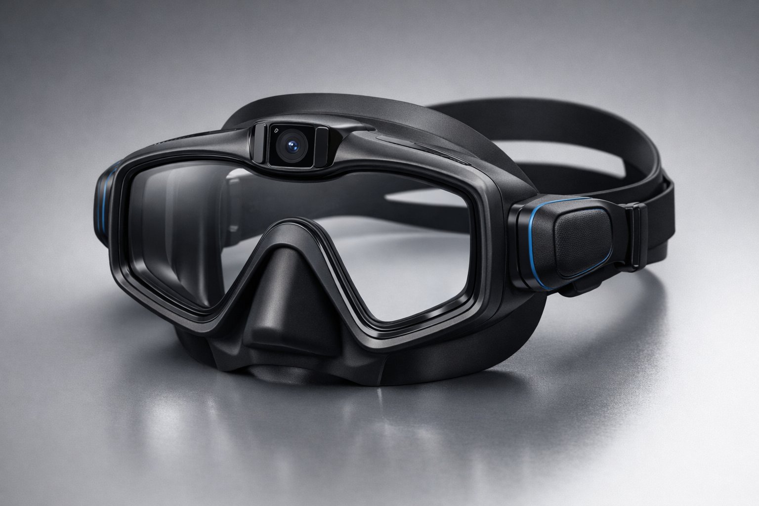DEPTH snorkel mask with integrated 4K camera and bone conduction speakers